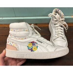Puma x Ralph Sampson Mid Top Sneakers White and Floral Women's Size 7